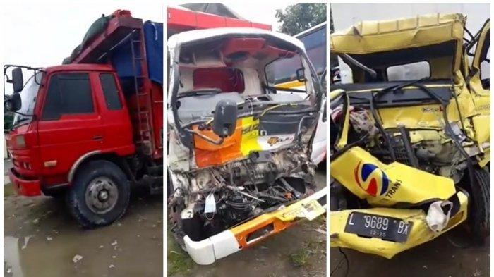 Kecelakaan Beruntun 3 Truk, 3 Orang Terjepit Parah